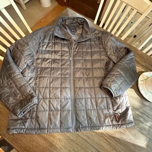 Lands End XXL Mens Quilted Puffer Jacket Gray Lightweight PRIMALOFT Coat